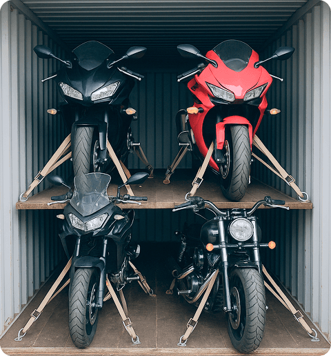 Motorcycles in container
